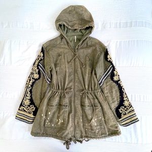 Free people RARE Golden Quills Jacket Parka XS